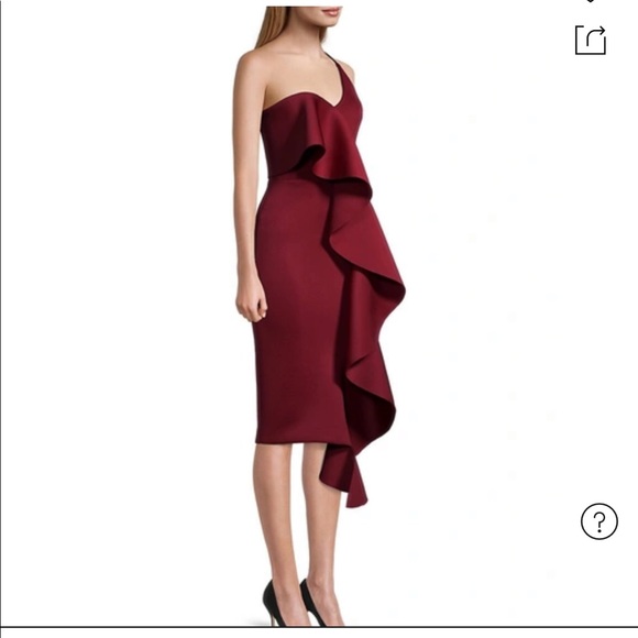 Gorgeous Lavish Alice One-shoulder Strappy Bandeau Scuba Dress In Burgundy - Picture 3 of 6